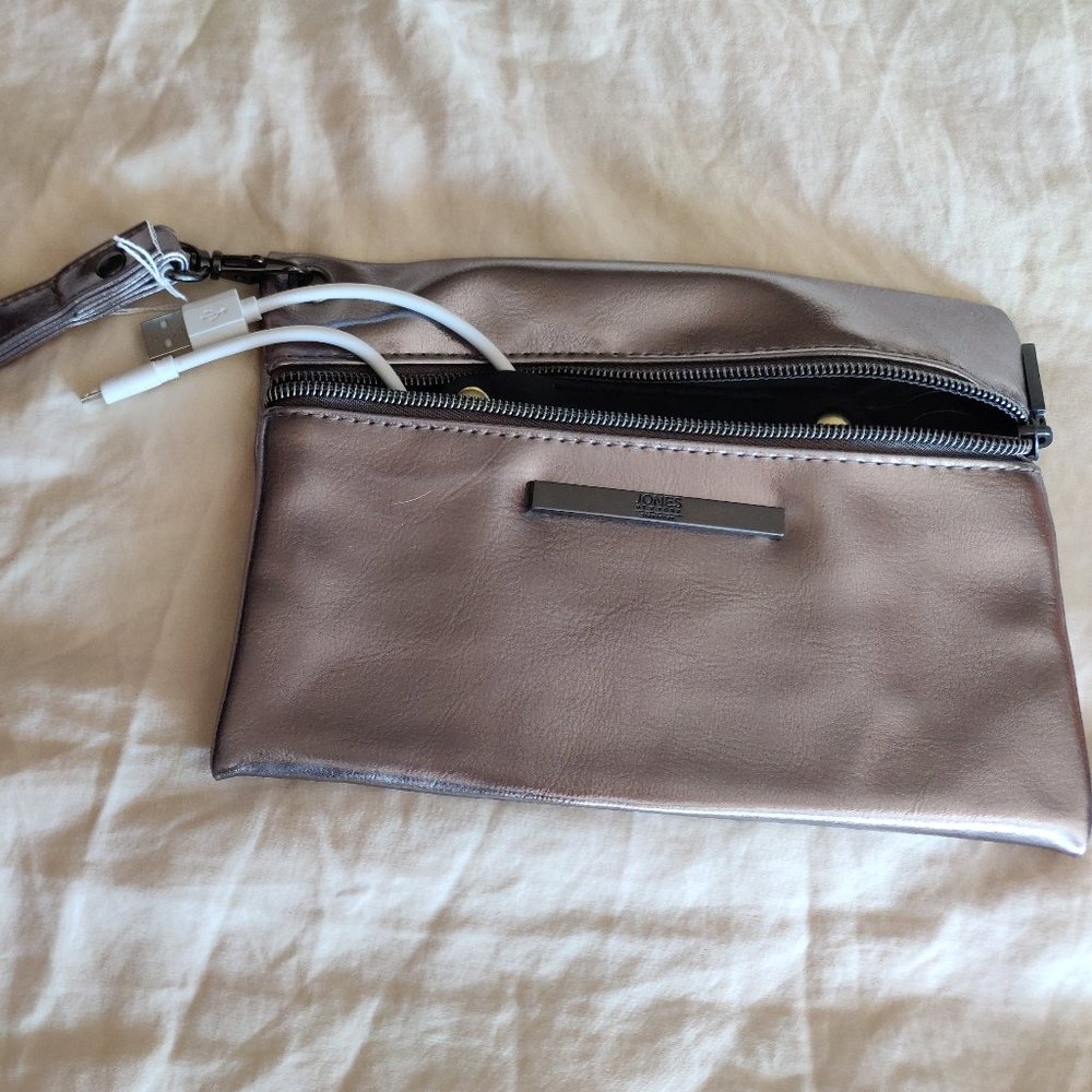 SOLD - Jones New York Silver charging wristlet